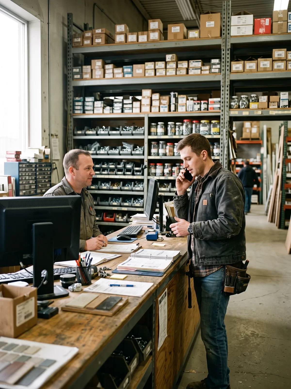 Contractor at the pro sales counter of a building supply distributor