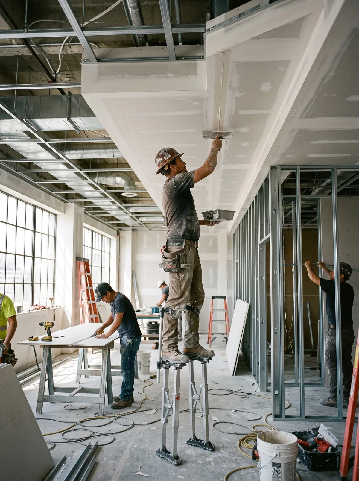 Finishing carpenter working on a commercial interior