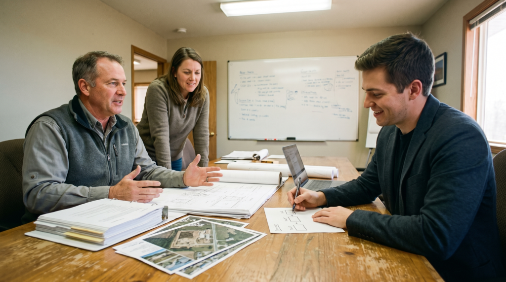 Contractor marketing agency kickoff meeting with a general contractor's owner and operations manager